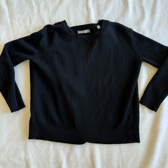 VINCE Tie Back Cashmere Cotton Blend Black Sweater Size XS - Picture 4 of 9